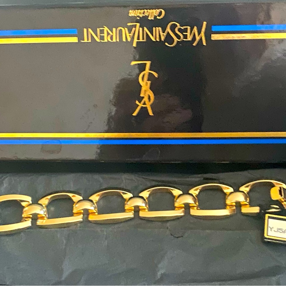 Vantage, YVES SAINT LAURENT Collection Gold Bracelet Auth